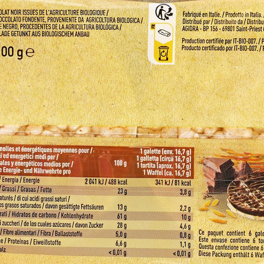 Les Galettes de riz complet au chocolat noir BIO