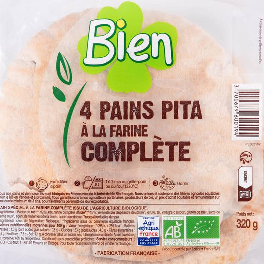 Les Pains pita complets BIO