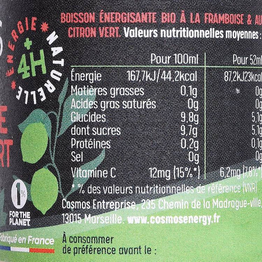 Le Shot energy framboise citron vert BIO