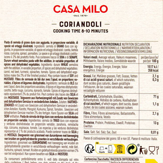 Les Pâtes coriandoli "Casa Milo"