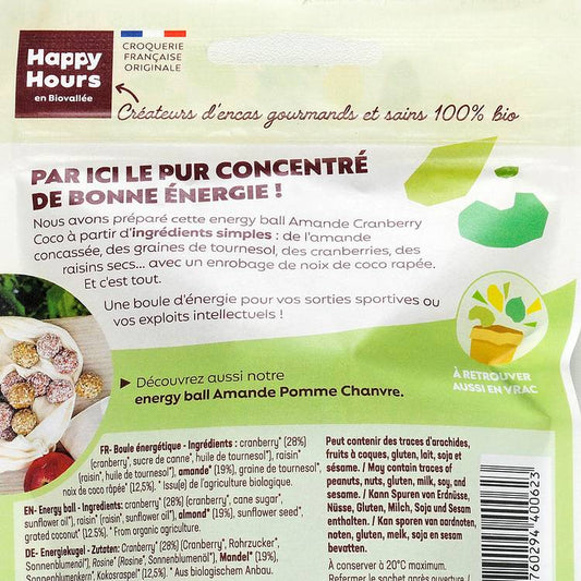 Les Energy balls amande cranberry coco BIO et sans gluten
