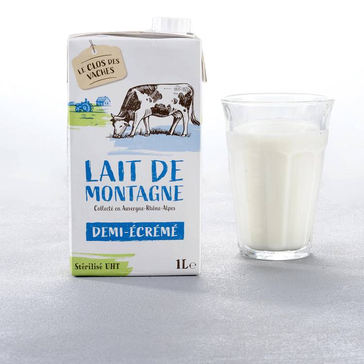 Le Lait de montagne demi-écrémé UHT "Le Clos des Vaches"