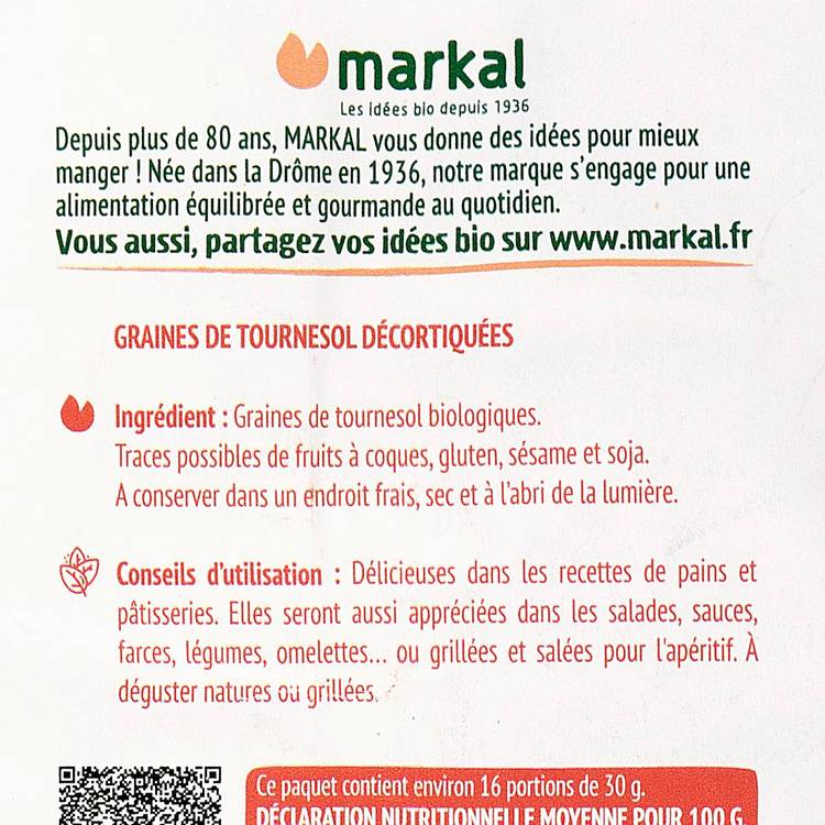 Les Graines de tournesol décortiquées BIO