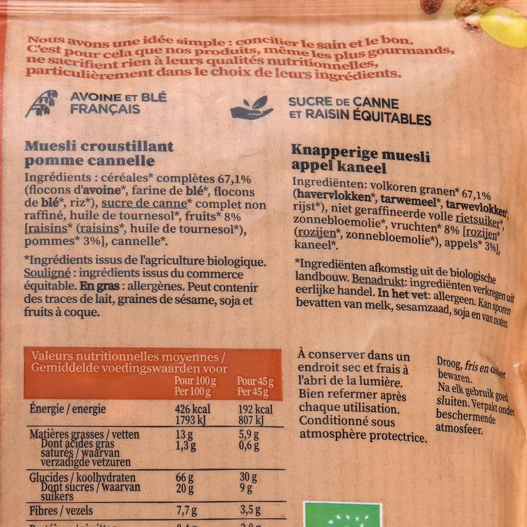 Le Muesli pomme cannelle BIO