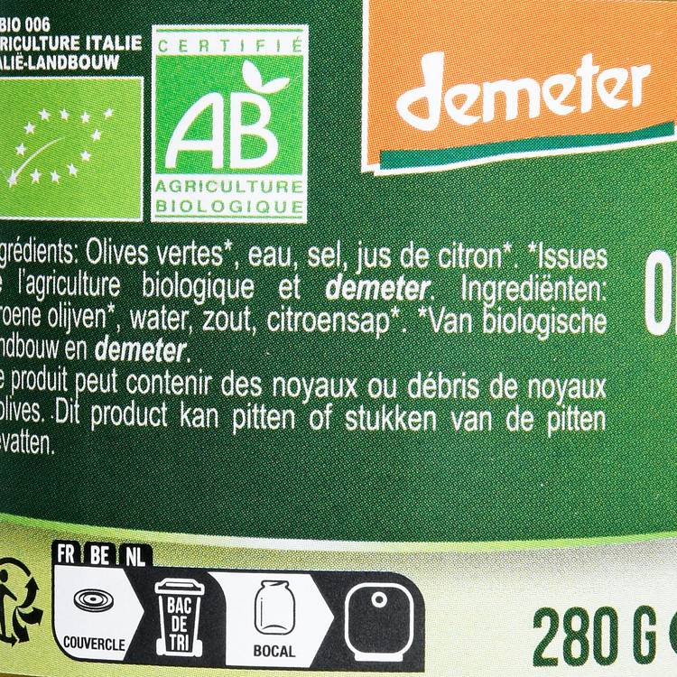 Les Olives vertes en rondelles BIO