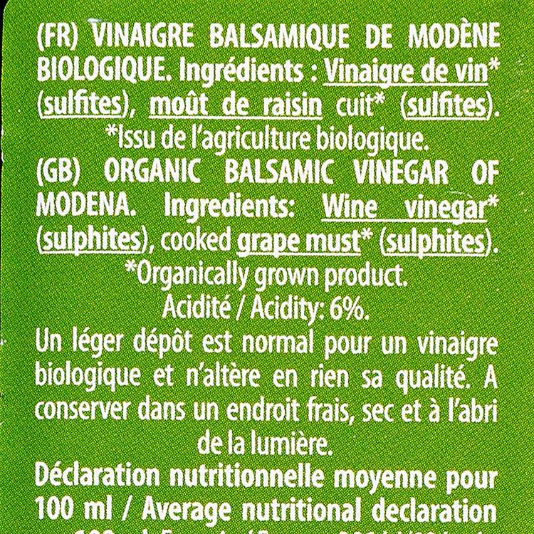 Le Vinaigre balsamique de Modène BIO et IGP