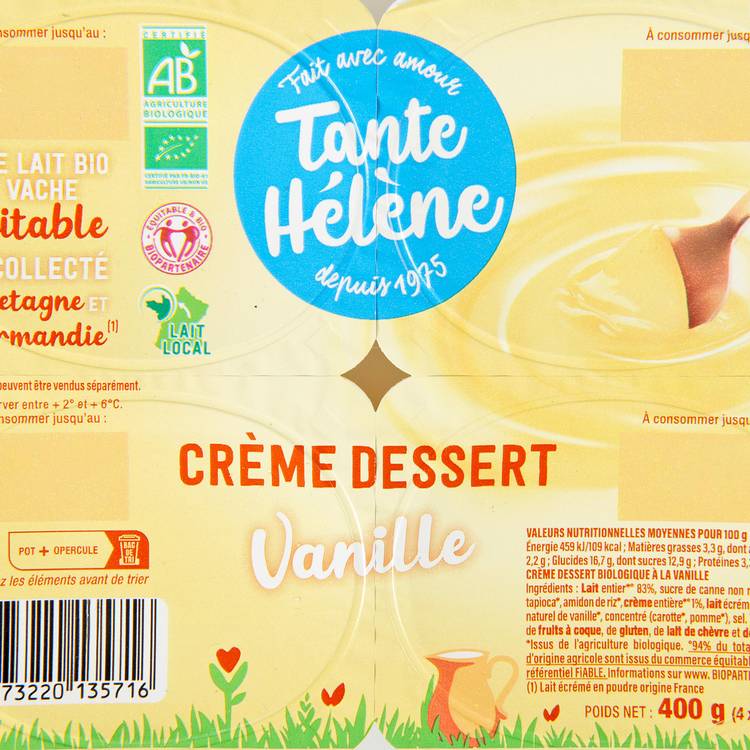 Les Crèmes dessert à la vanille BIO