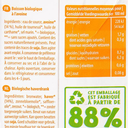 La Boisson avoine barista BIO