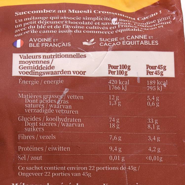 Le Muesli cacao XL BIO