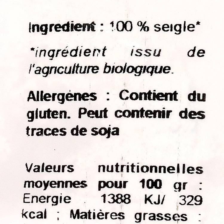 La Farine complète de seigle BIO