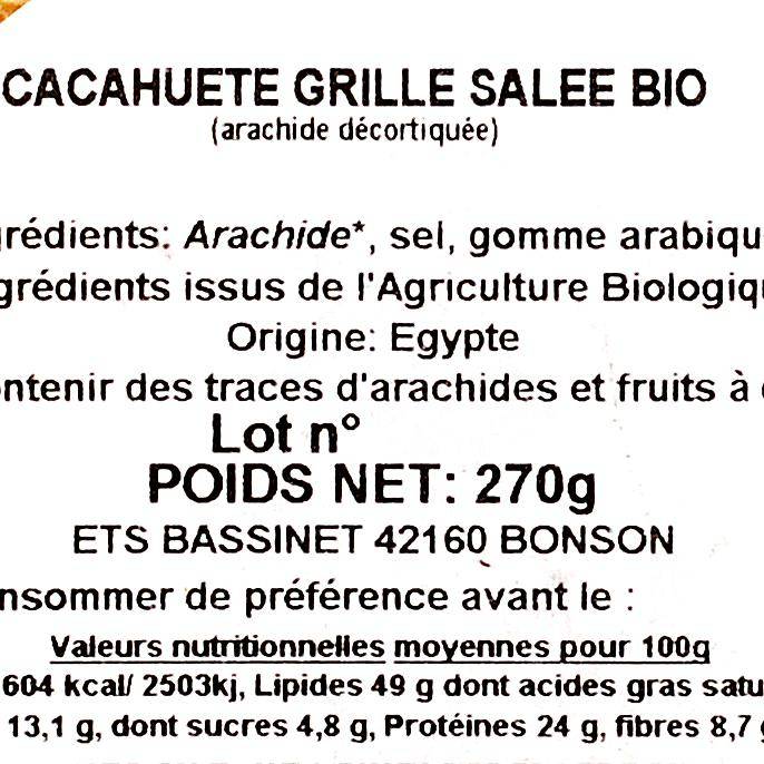 Les Cacahuètes grillées salées BIO