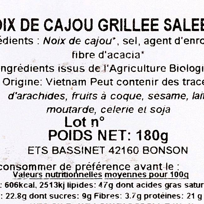 Les Noix de cajou grillées  salées BIO