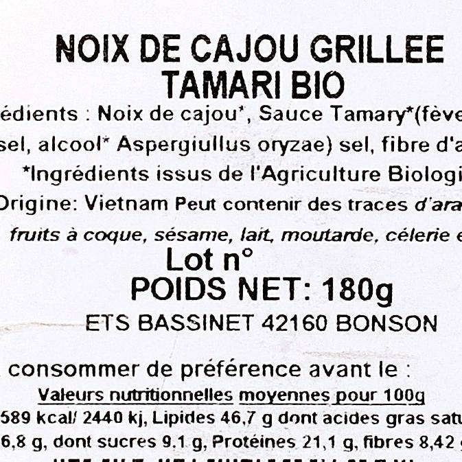 Les Noix de cajou grillées tamari BIO