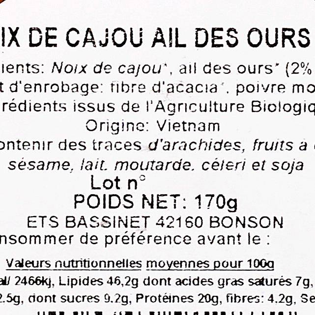 Les Noix de cajou à l'ail des ours BIO