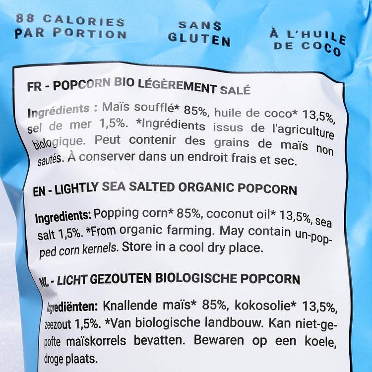 Les Popcorns légèrement salés BIO