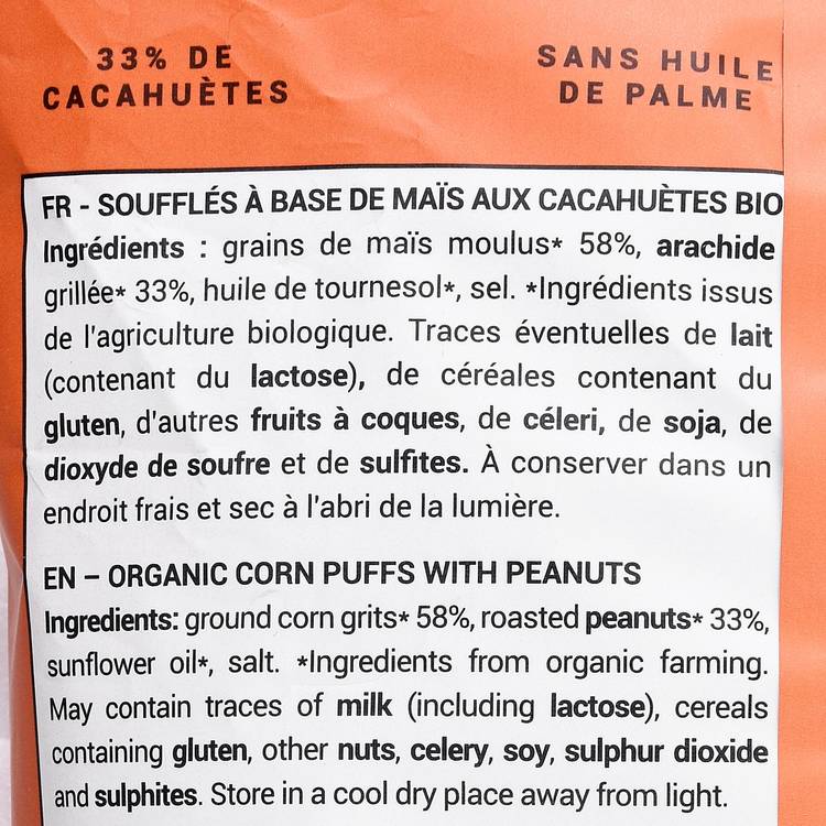 Les Soufflés de maïs aux cacahuètes BIO