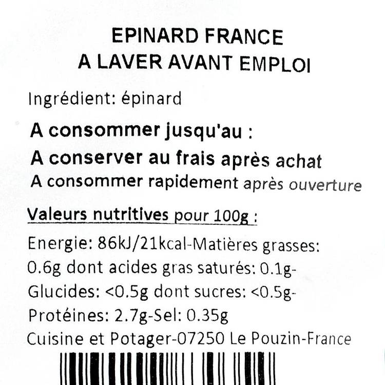 Les Epinards à cuire