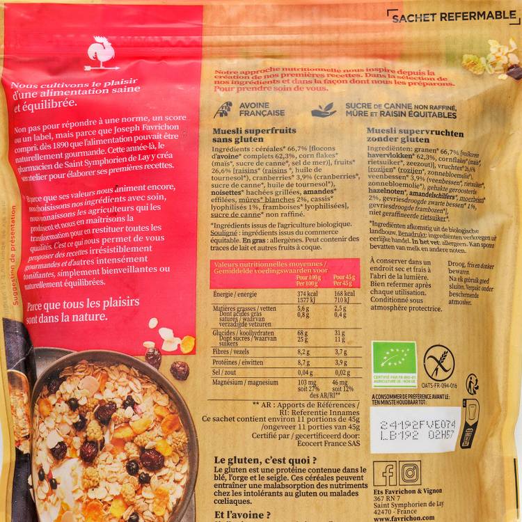 Le Muesli superfruits BIO et sans gluten