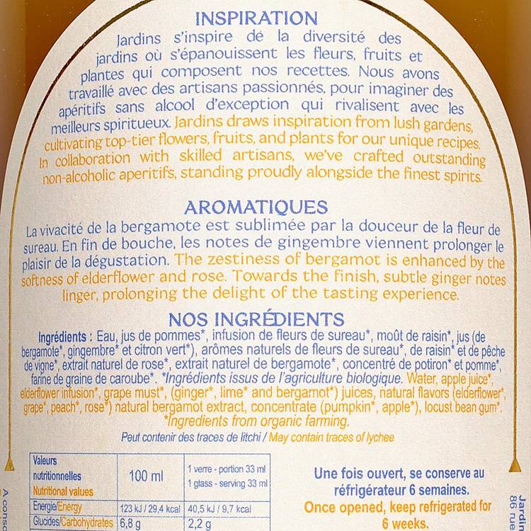 L'Apéritif fleurs de sureau & bergamote sans alcool BIO