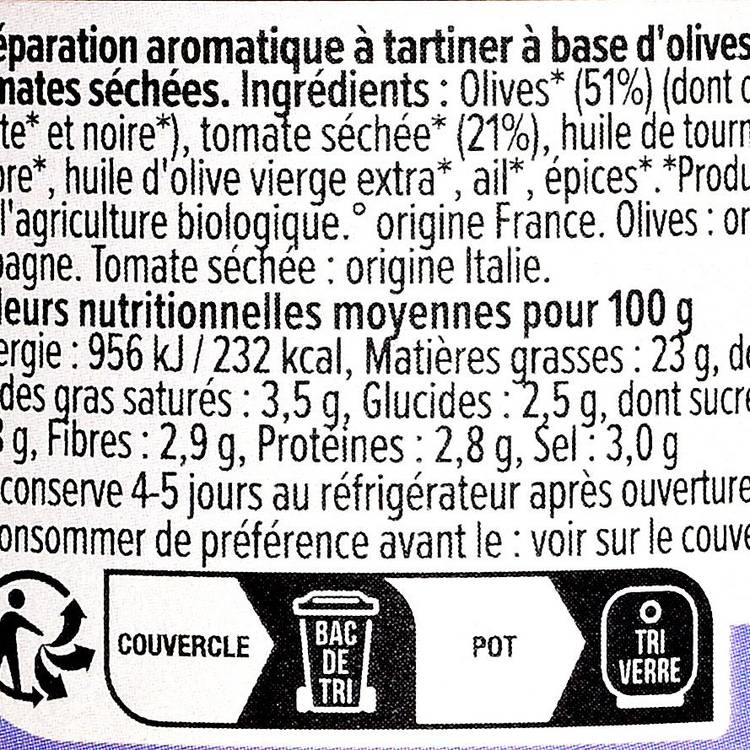 La Crème d'olive et tomates séchées "Omie" BIO