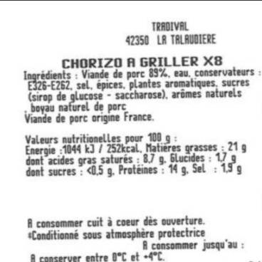 Le Chorizo à griller