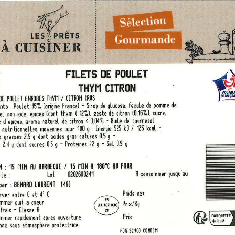 Les Filets de poulet au thym et citron