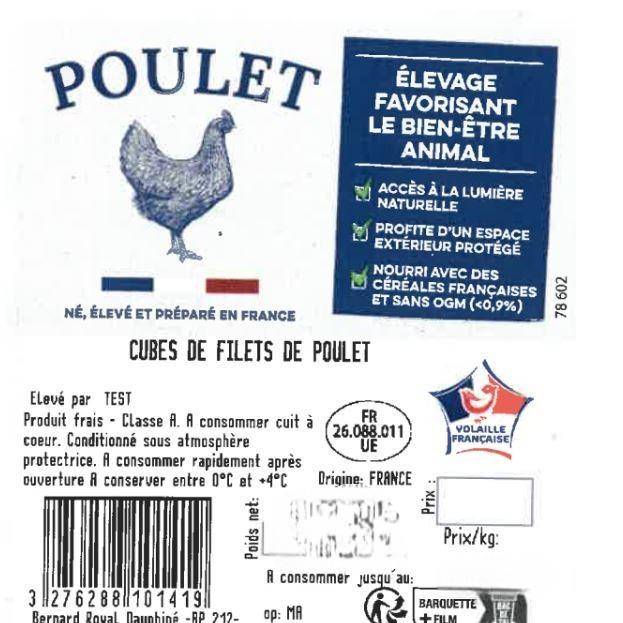 Les Cubes de filet de poulet