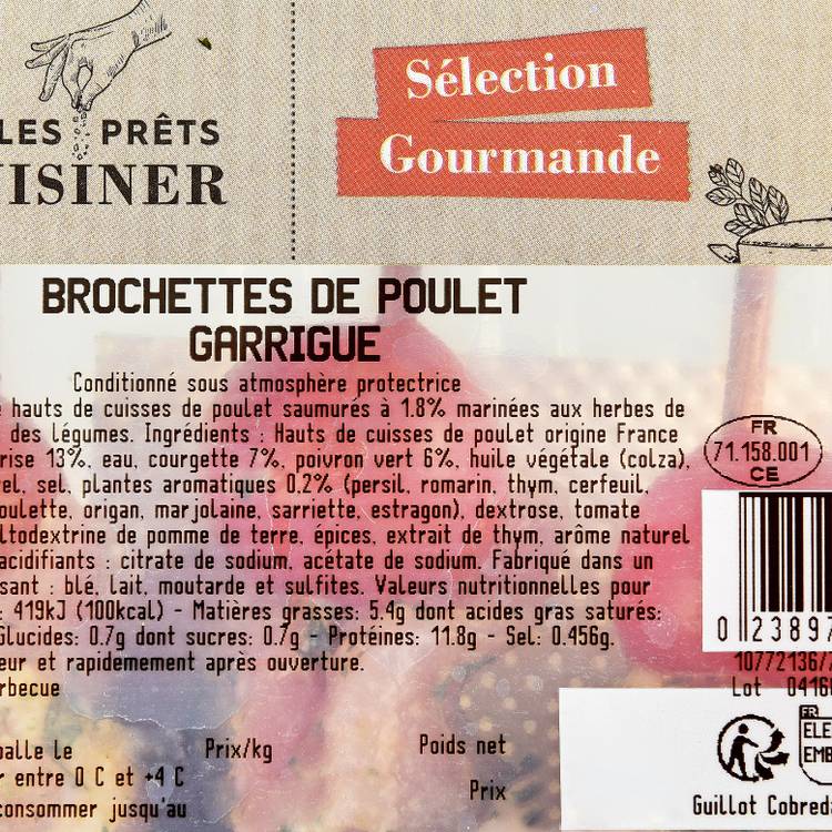Les Brochettes de cuisses de poulet garrigue aux légumes