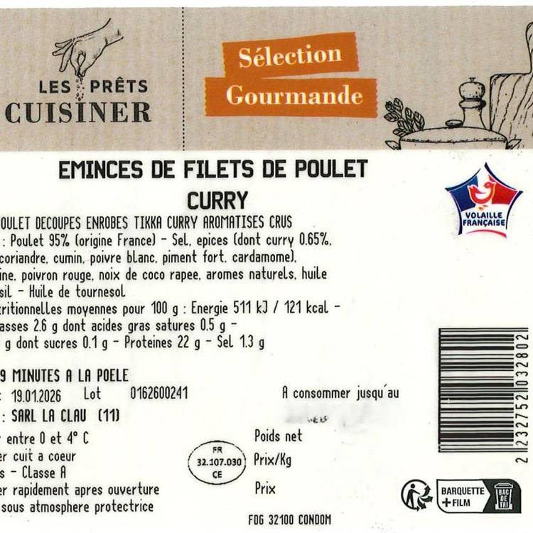 La Poêlée de filet de poulet tikka curry