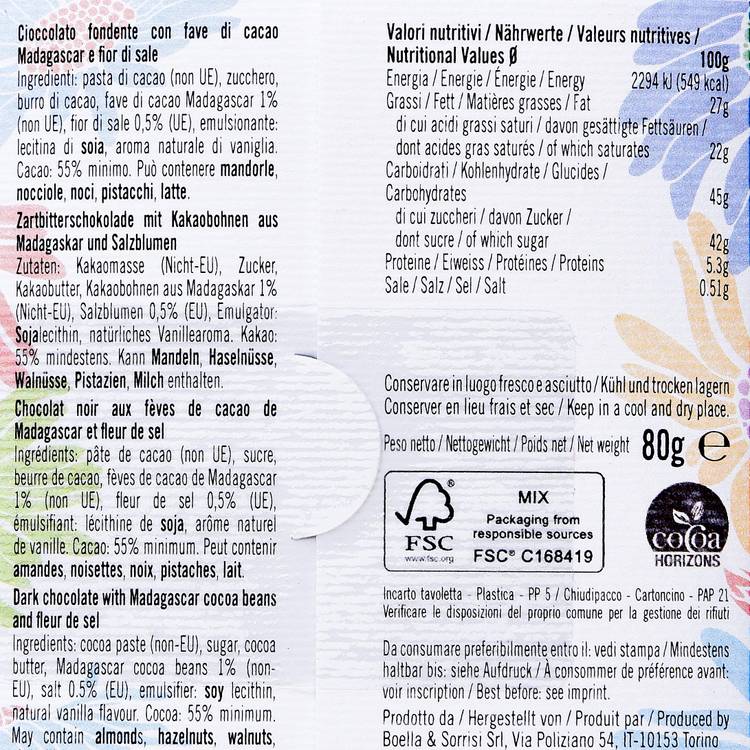 Le Chocolat noir aux fèves de cacao de Madagascar et au sel