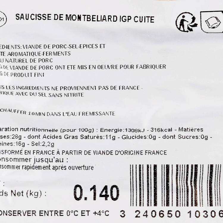 Les Mini Saucisses de Montbéliard IGP