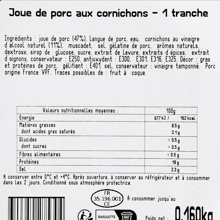 La Joue de porc aux cornichons