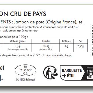 Le Jambon sec supérieur de pays
