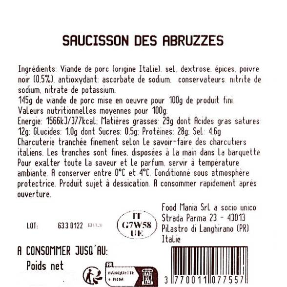 Le Saucisson des Abruzzes