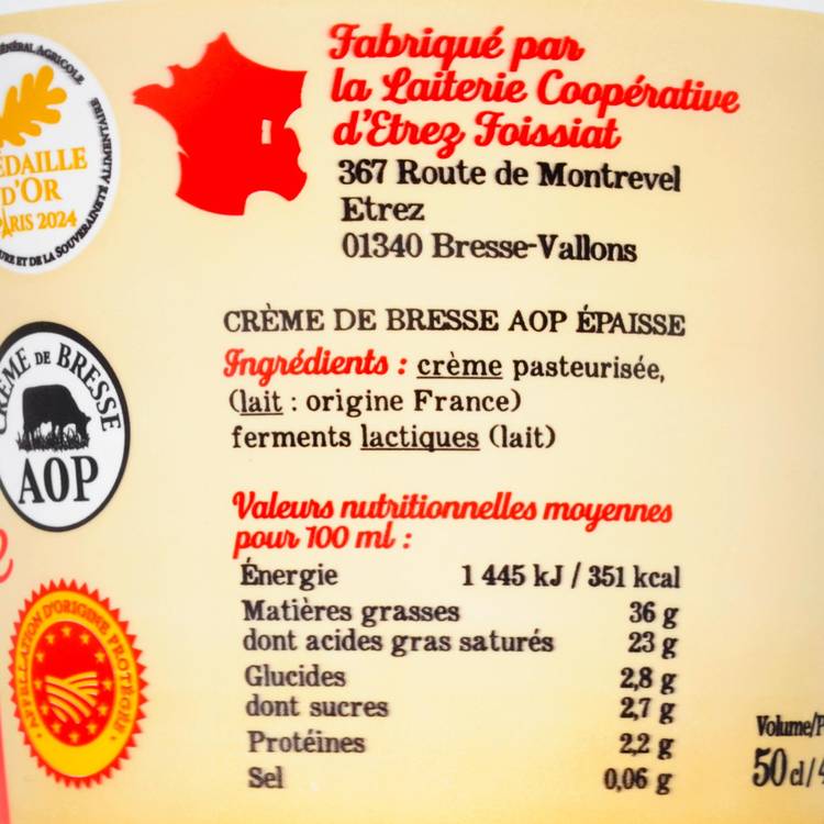 La Crème de Bresse AOP épaisse 35%