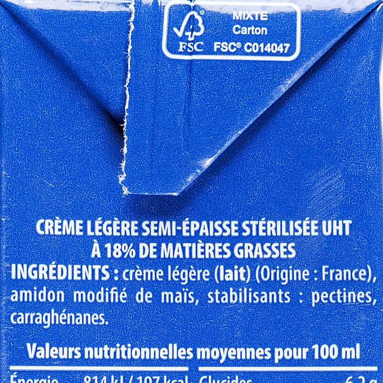 La Crème liquide légère UHT 18%