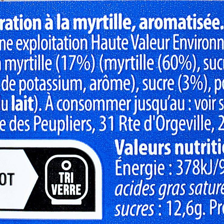 Les Yaourts étuvés à la myrtille "La Ferme des Peupliers"
