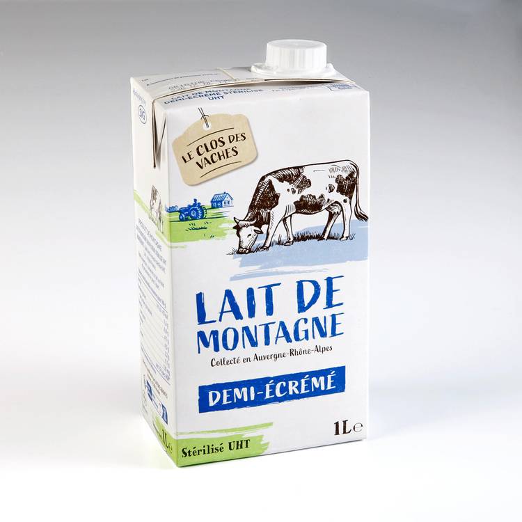 Le Lait de montagne demi-écrémé UHT "Le Clos des Vaches"