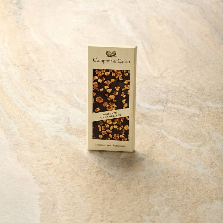 La Tablette noisettes caramélisées noir "Comptoir du cacao"