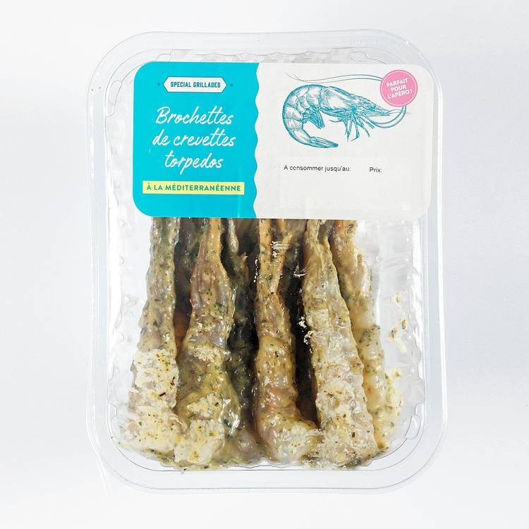 Les Brochettes de crevettes Torpedo à la méditerranéenne