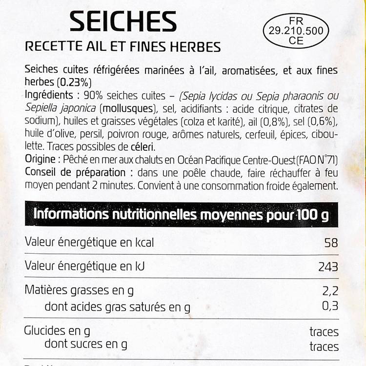 Les Mini seiches marinées ail et fines herbes