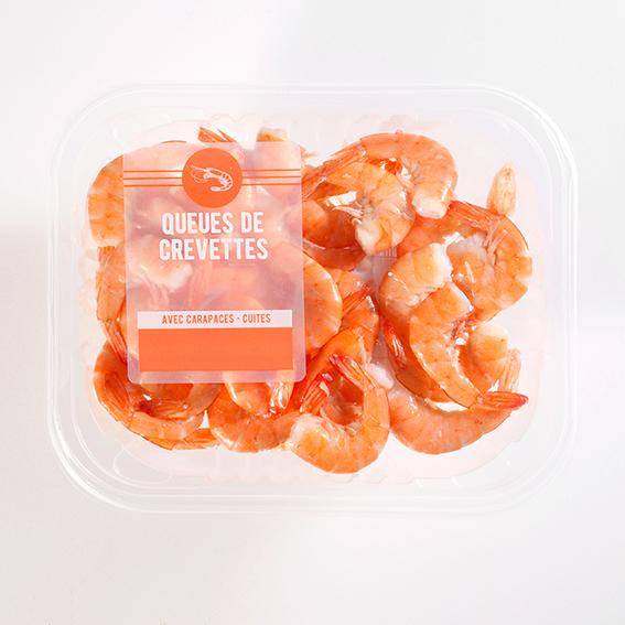 Les Queues de crevettes cuites